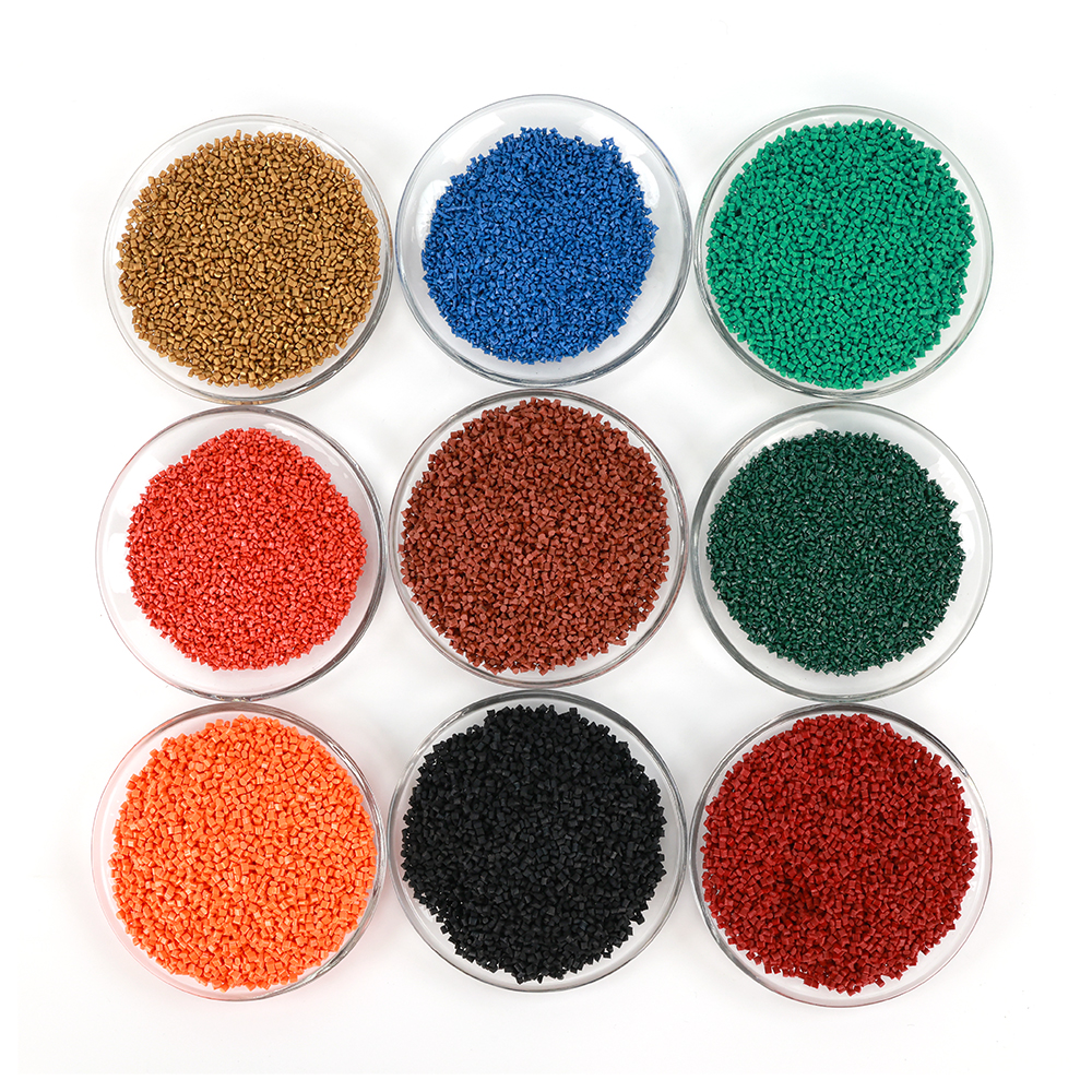 Nylon plastic materials collection - engineering granules and finished products overview