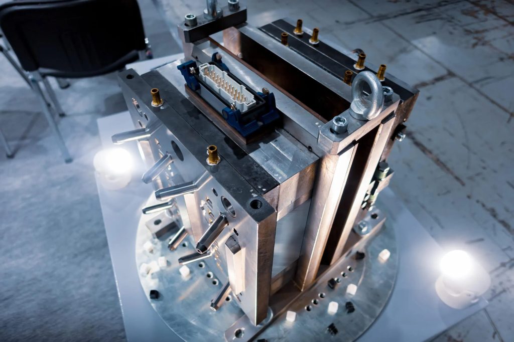 top view of a complex injection mold used in plastic manufacturing (1)
