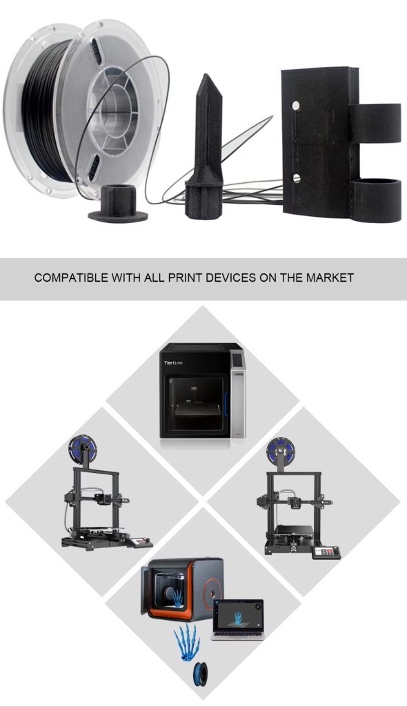 PA6 CF 필라멘트 탄소 섬유 강화 나일론 6 | 1.75mm 및 2.85mm | 엔지니어링 등급 3D 프린터 필라멘트