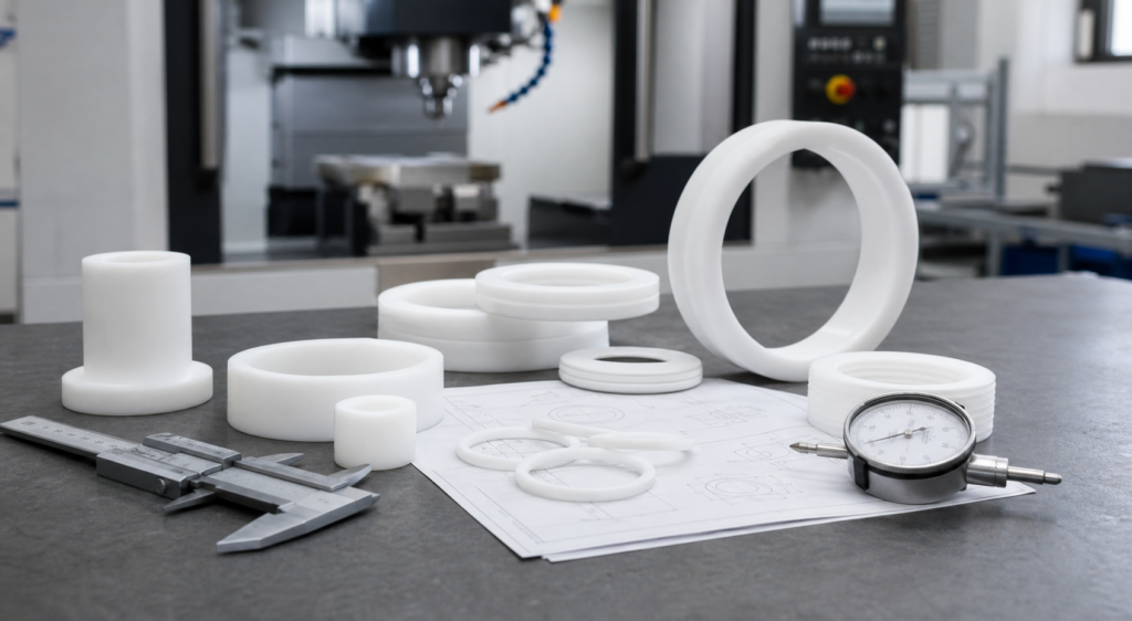 백색 불소수지 부품에 대한 PTFE CNC 가공 서비스 논의 및 기술 참고 사항